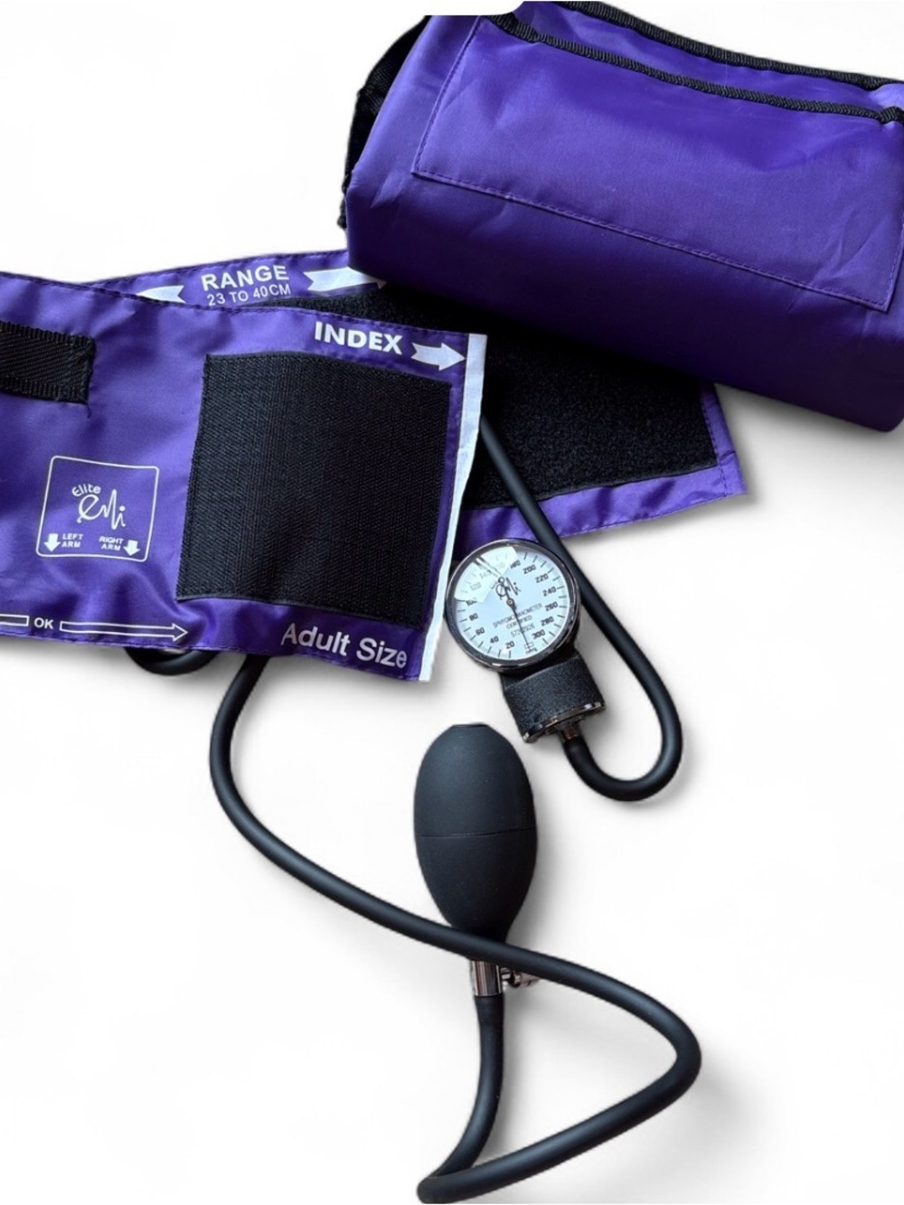 Purple Adult Blood Pressure Cuff with Gauge and Carry Case